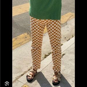 Holiday the label checkered pants in orange and white